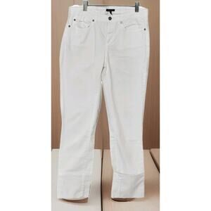 Eileen Fisher Jeans Women's Size 2 White Organic Cotton Stretch Bottom Cuffed